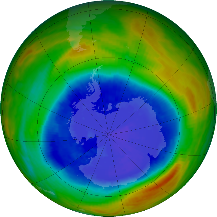 Antarctic ozone map for 18 September 1989